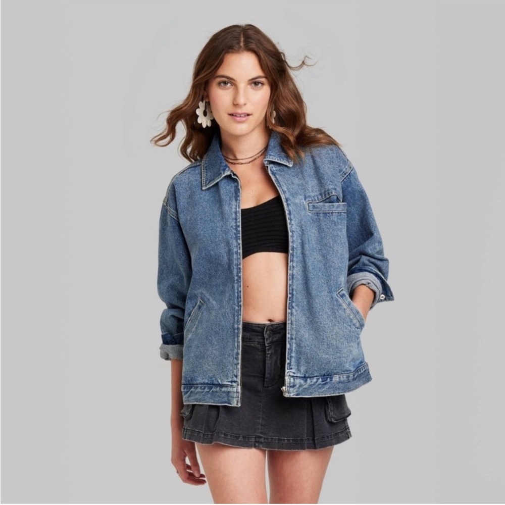Wild Fable Boxy Jean Jacket Color Blue Denim Size XXS NWOT